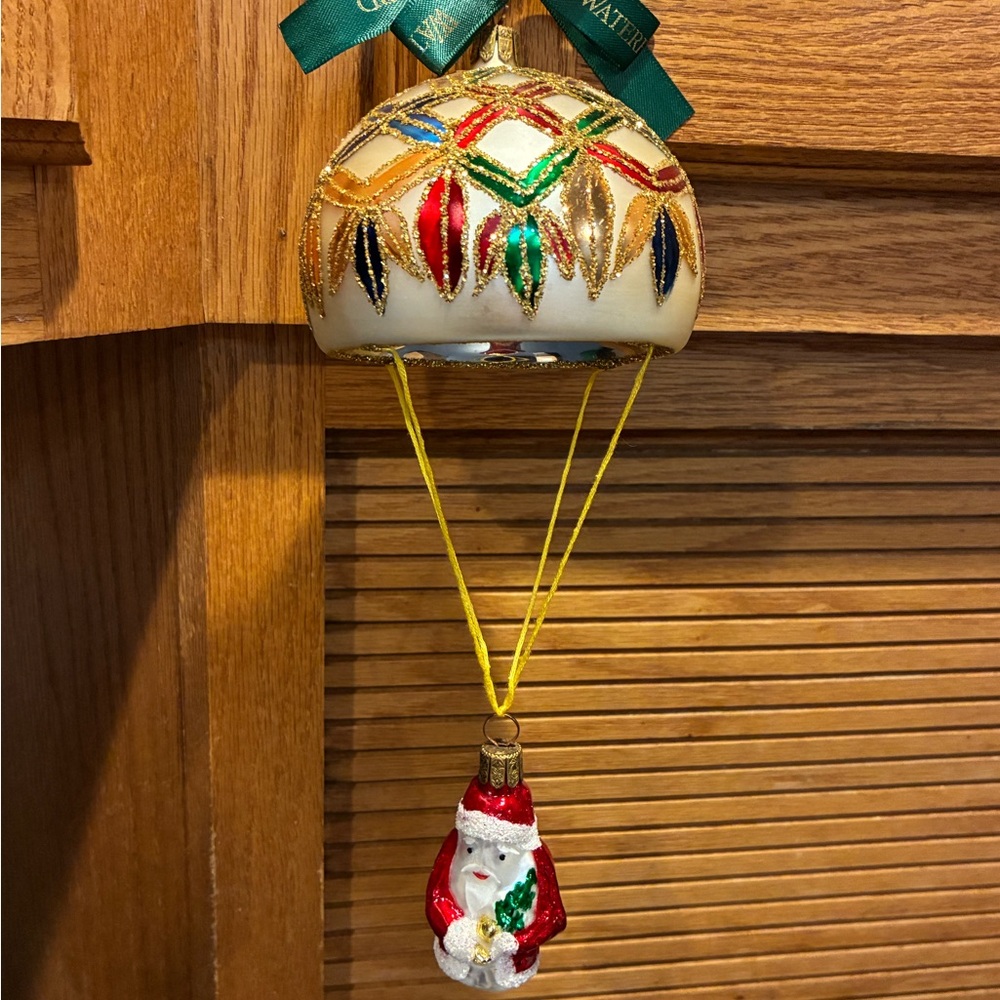 Waterford Santa Ornament with Gold and Multicolor Accents